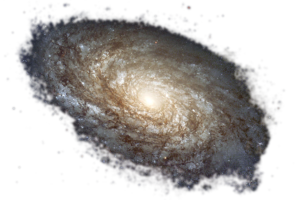 Hubble picture of a spiral galaxy, with a bright bulge in the center and beautiful spiral arms.